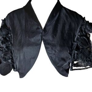 Samuel Dong Silk Floral Rosetta Bolero Black Size M